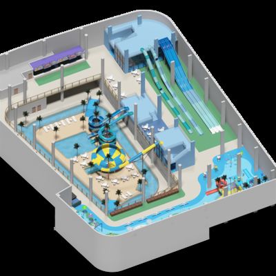 2500 τετραγωνικά μέτρα εσωτερικού διπλού στρώματος υδάτινου πάρκου Σχεδιασμός έργου για όλες τις ηλικίες