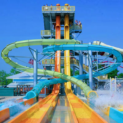 Καλή τιμή. Customized Colorful Fiberglass Water Park Slide Ending with Pool for Resort Hotels σε απευθείας σύνδεση