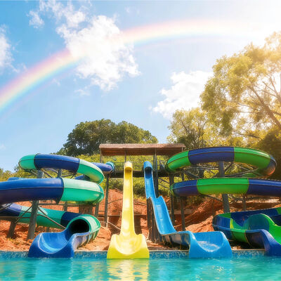 Καλή τιμή. Ανοιχτό σπειροειδές υδρόδρομο συνδυασμός ιμάντα από γυαλί χρήση παιχνιδιού για υπαίθρια οικογενειακή πισίνα Ακουαπάρκ προσαρμοσμένο 2D σχεδιασμό σε απευθείας σύνδεση