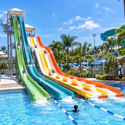 ποιότητας Diapositiva de agua Rainbow Racer con carril múltilple de fibra de vidrio para parque acuático Εργοστάσιο
