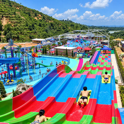 Καλή τιμή. Πολλαπλές λωρίδες Rainbow Racer Fiberglass Pool Slide Προσαρμοσμένα χρώματα για Πάρκα Νερού Εξωτερικά online